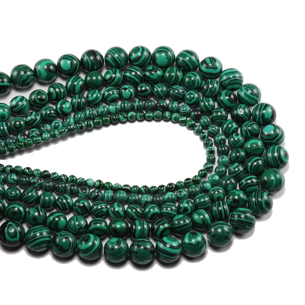 Striped Lace Malachite Stone Beads Loose Spacer Bead For Jewelry Making 4/6/8/10/12mm Size DIY Bracelet Necklace Accessories