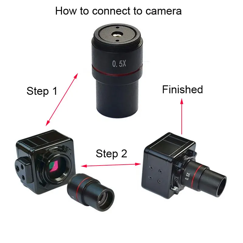 0.5X L43 Digital Microscope Camera Reduction Relay Lens C-mount Optical Microscope Eyepiece Adapter for Connecting Camera