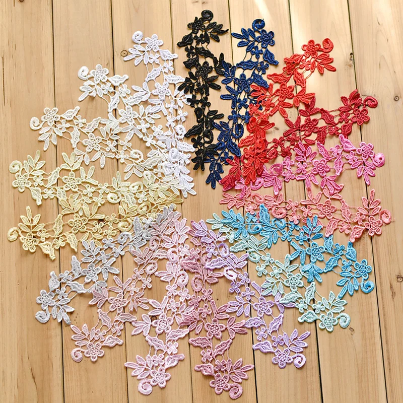 Water Soluble Polyester Lace Applique, Flower Sewing Trims, Wedding Decoration, Size 25x8cm, 18 Colors, New Arrival