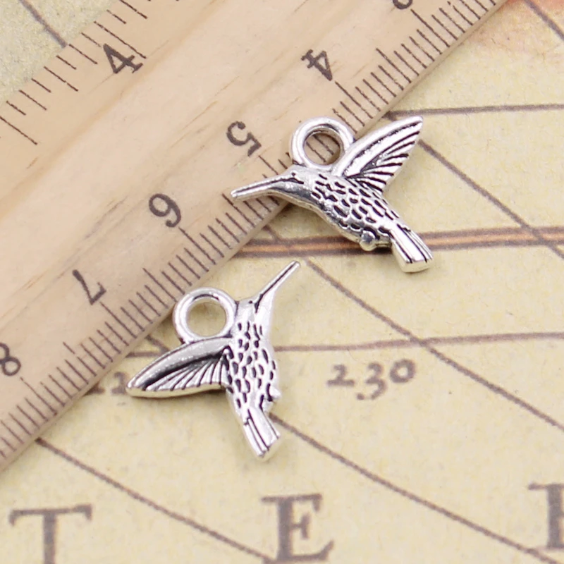 20pcs Charms Hummingbird Bird 19x15mm Tibetan Bronze Silver Color Pendants Antique Jewelry Making DIY Handmade Craft