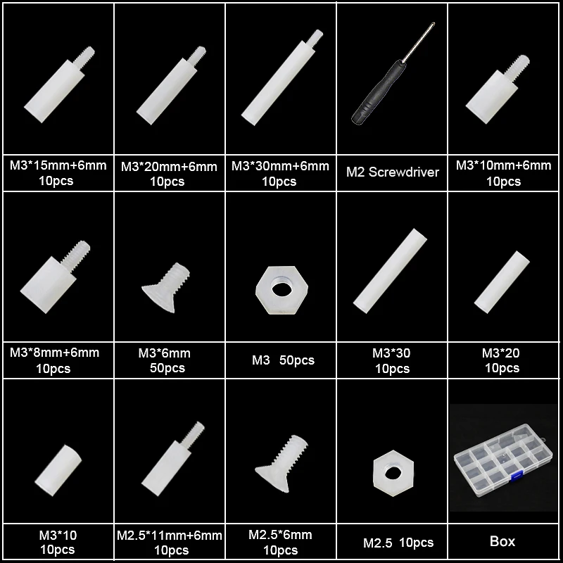 Kit de vis pour Raspberry Pi 3 modèle B, 210 pièces/lot, vis en plastique et kg + tournevis + boîte de rangement pour Ardu37pour Raspberry Pi