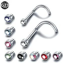 Pendientes de titanio para mujer, Piercing de Nariz, 18G y 20G, tornillo de cristal, joyería Sexy, 6MM, 1 unidad/lote