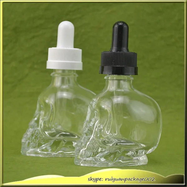 

20pcs * glass dropper bottle skull eliquid glass bottle 15ml Empty Clearly Glass Drop Tobacco Bottles skull head dropper bottle