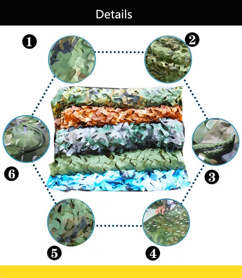 2X4m/2x5m/3x4m/4x5m Double Layer Military Camouflage Net Sun Shelter Camo Netting for Hunting Camping Home Decoration 10 Colors