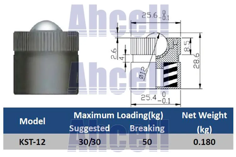 Ahcell KST-12 Hevi-Load type 6 ball transfer unit caster 7105 type 13 16 inner spring shock loading mold die lifter ball roller