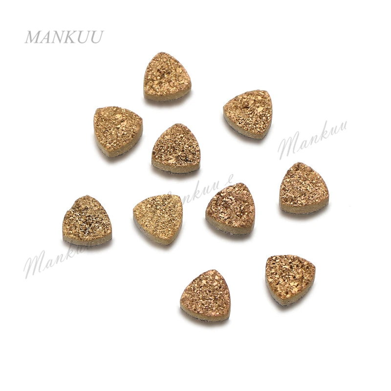 Multi-color Titanium Druzy Quartz Cabochon Stone Beads Triangle Natural Beads For Rings Earrings DIY Jewelry Accessories Gift