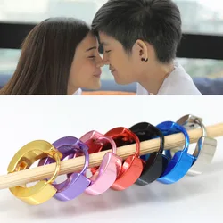 1 pc 7 Bright Colors Pink Red Purple Yellow Little Hoop Women Men Stud Earrings Thick Small Alloy Fashion Punk Earrings