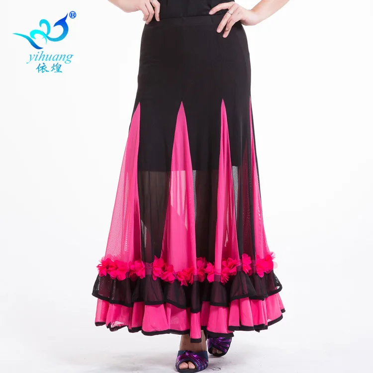 Lady Moden Long Skirt Girls Ballroom Dancing Suit Female Square Dance Long Skirt Ballroom Dance Suit Standard Dance Skirt D-0034