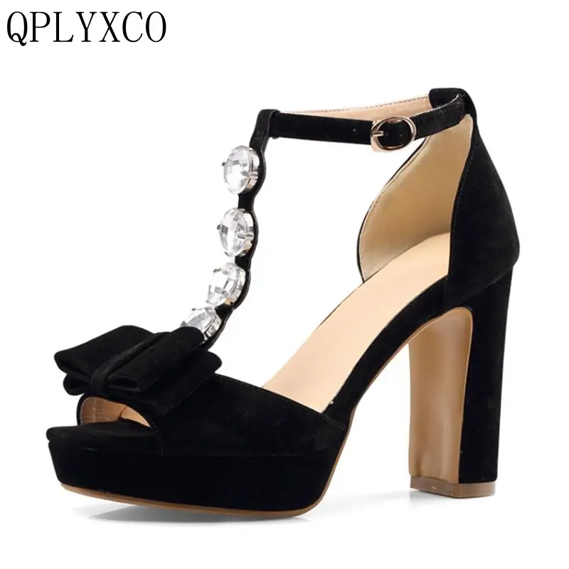 QPLYXCO 2017 New  sale Big Small Size 32-46 Summer Style Sandals fashion Elegant Lady High Heel(10CM) wedding Party shoes 2091