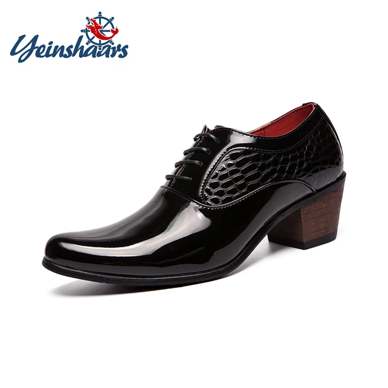 Yeinshaars nova chegada vestido sapatos masculinos altura aumento 6cm sapatos de casamento dos homens saltos altos vestidos formais calçados