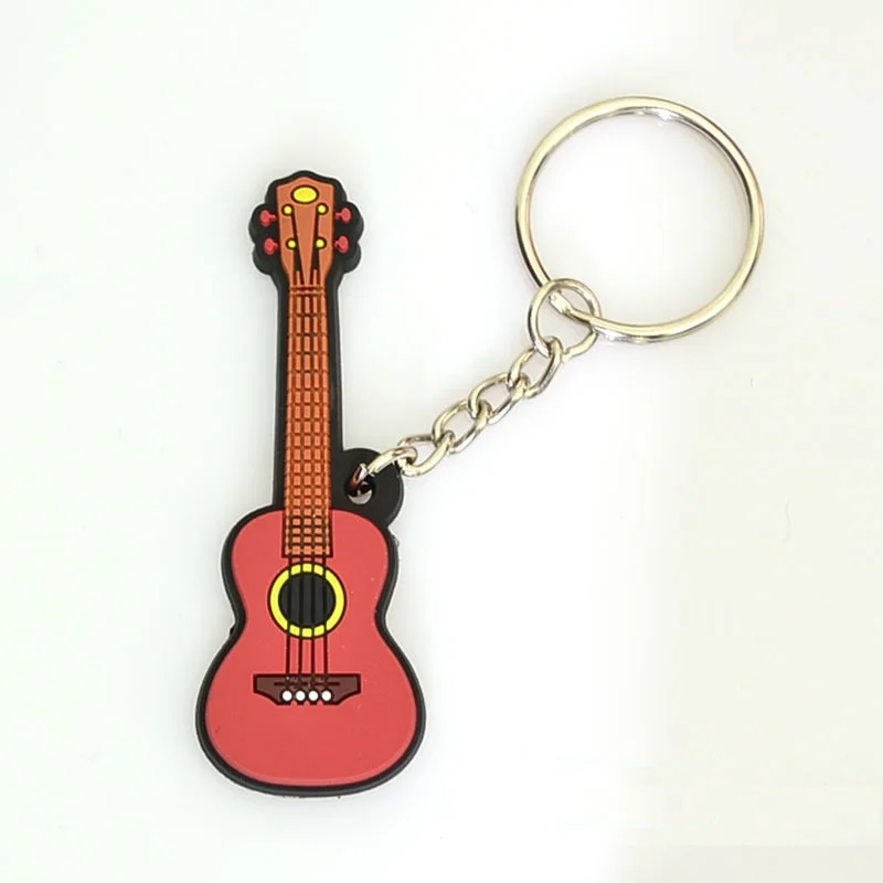 FREE SHIPPING BY DHL Novelty Rubber Ukulele Shaped Keychain Music Instrument Key Ring for Musical Gifts W9263