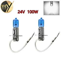 2pcs 24V H3 100W auto halogen bulbs Car Light Source parking Head Fog Lamps White Headlight Lamp High Power Super Bright
