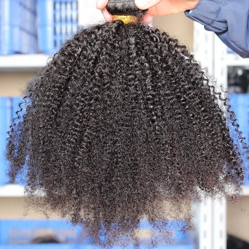 Mongolian Afro Kinky Curly Hair Bundles Only 100% Human Hair Bundles 4B 4C Natural Black Weave Extensions 3 Bundles Bulk Remy