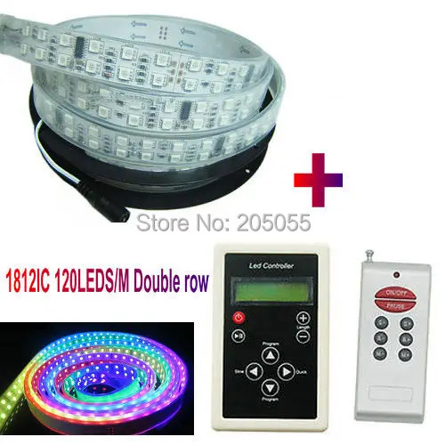 

5M 5050 SMD Double row TM1812 Dream Color RGB Multicolor LED magic light Strip 600Led 120led/M waterproof IP67+controller