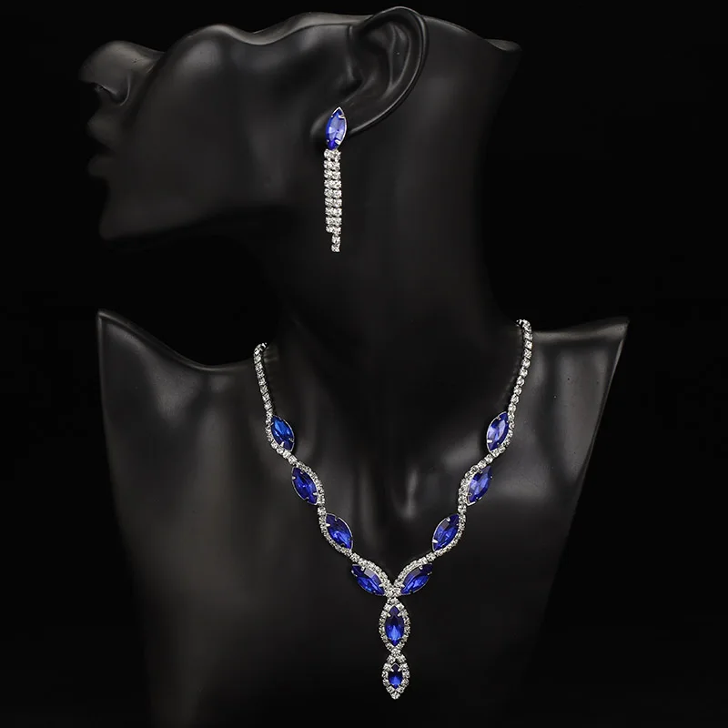 TREAZY Elegant Wedding Jewelry Sets for Women Pearls Crystal Necklace Earrings Bridal Jewelry Sets Prom Wedding Accessories