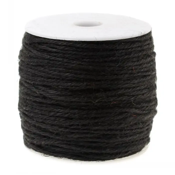 DoreenBeads Jute Twine Cord String Black 1mm Dia,1Roll(Approx 100M)