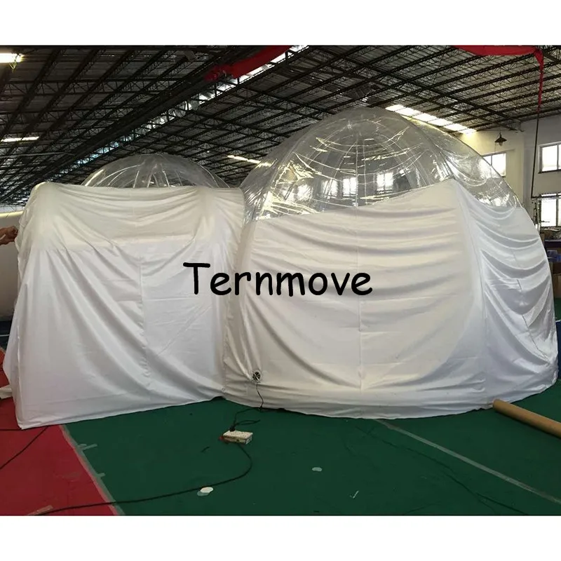 inflatable half clear dome tent for hiking,Giant Outdoor Single Tunnel New Arrival Half Transparent Inflatable Bubble Tent