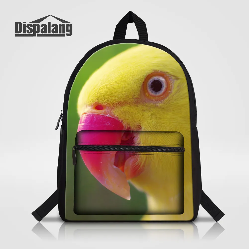 Dispalang Cute Parrot Printing School Bags For High Class Students Women Travel Shoulder Bag Animal Bird Backpack Canvas Mochila