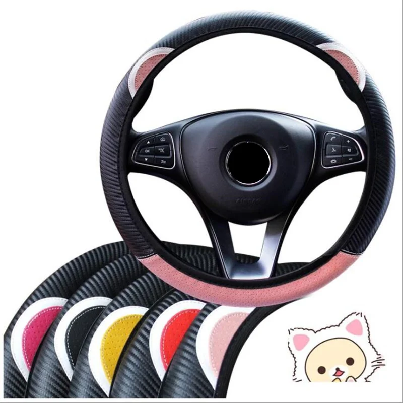 Cat Car Steering Wheel Cover Comfortable Anti-Slip Auto Steering-Wheel Cover Kawaii Car Wheel Cover Pink Car Accessories