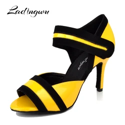 Ladingwu-zapatos amarillos para mujer, calzado de baile latino, Tango, Vals, salón, PU