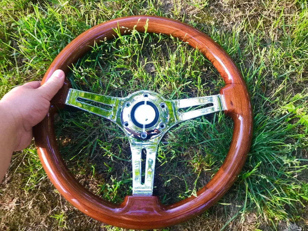 universal high quality 350mm /14inch Wooden Phoebe steering wheel racing car steering wheel three racing Phoebe