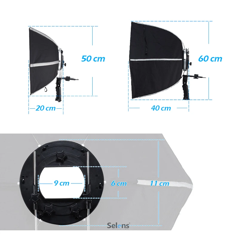 Selens طوي سريعة إعداد سوفتبوكس مسدس تعديل الضوء مع جبل العالمي ل Speedlite التصوير استوديو الملحقات