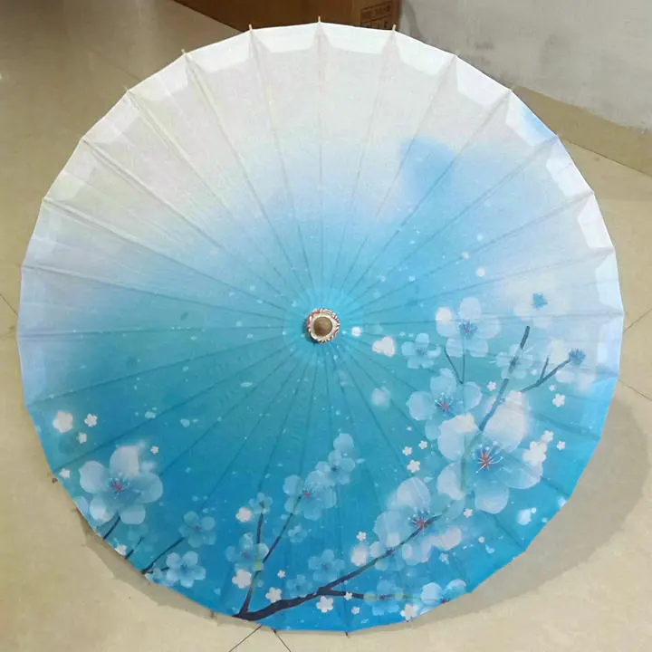 Dia 84CM chinesse handmade blue background sakura flowers oiled paper umbrella waterprood dance prasol decoration umbrella