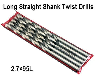 Free Shipping New Brand New 10Pcs 2.7mm Extra Long 95mm HSS Twist Drill Straigth Shank Auger Drilling Bit ,Drill bits for metal