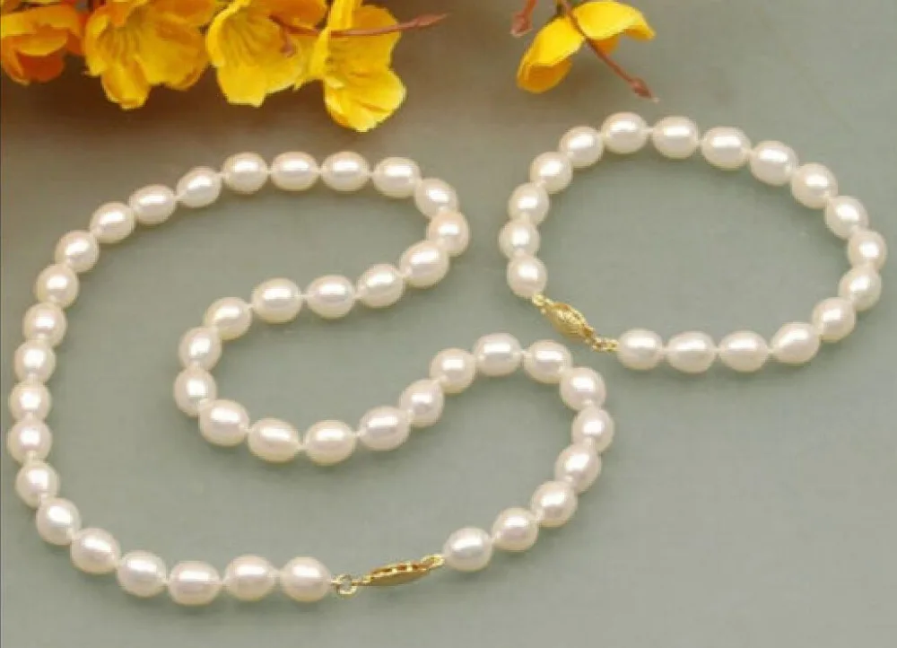 

shipping .655 natural 10-12mm sea white pearl necklace bracelets 18" 7.5-8" clasp