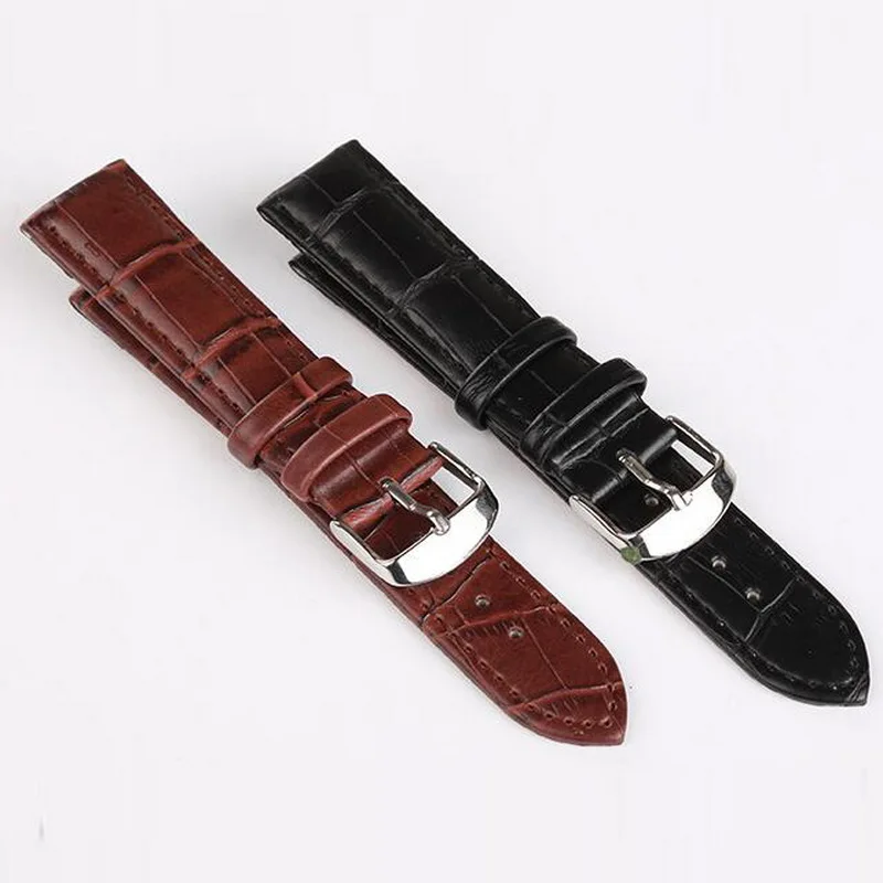 Leather Watch Band Strap Wrist Watchband Wristwatch Black Brown for Man Woman 16mm 18mm 20mm 22mm