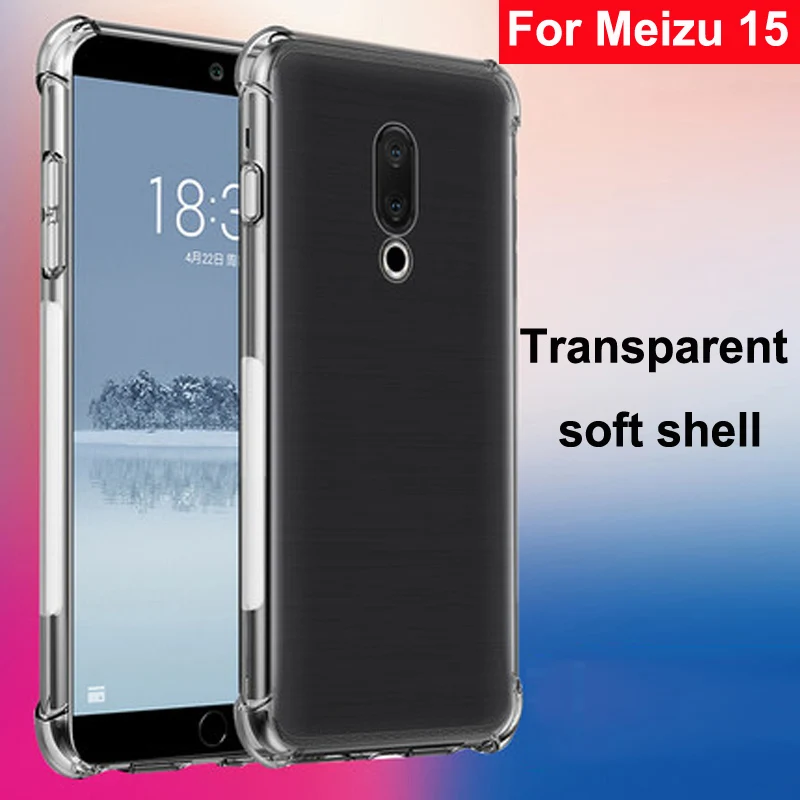 Ultra thin Clear Transparent TPU Silicone Case Capa For Mei zu 15 Protect Rubber Phone Cases 5.46'' ForMe izu 15 Cover shell