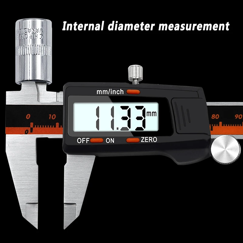 Imagem -03 - Paquímetro Vernier Digital Eletrônico em Micrômetro Metálico Ferramenta de Medição 0150 mm Aço Inoxidável