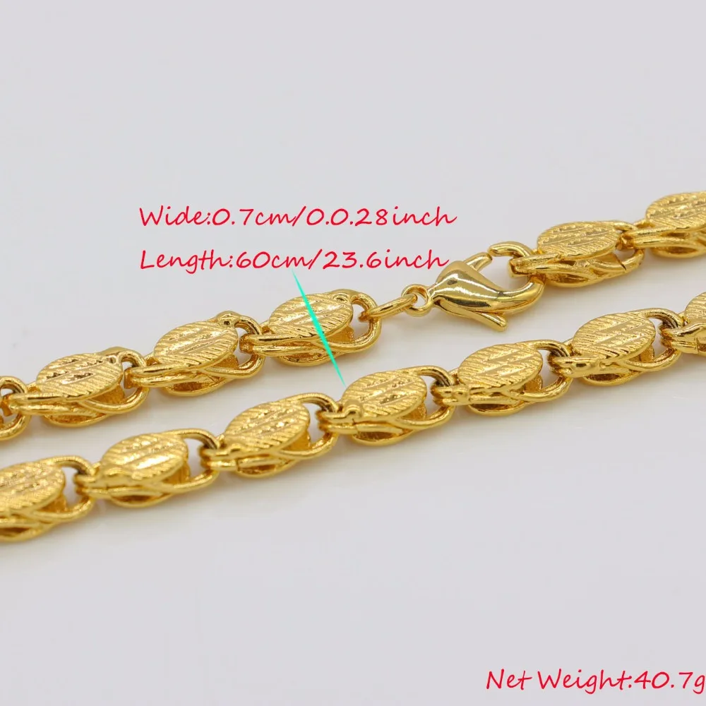 Adixyn Length 60cm Width 7mm,Ethiopian Thick Necklaces Men Women Gold Color/Copper Africa Eritrea Chunky Chain/Dubai/Arab Items