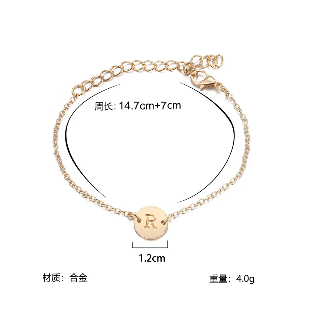 Fashion Gouden Kleur Charme Brief Armband Voor Vrouwen Eenvoudige DIY Handgemaakte Woord Armbanden en Armbanden Boho Enkelbanden Sieraden Groothandel