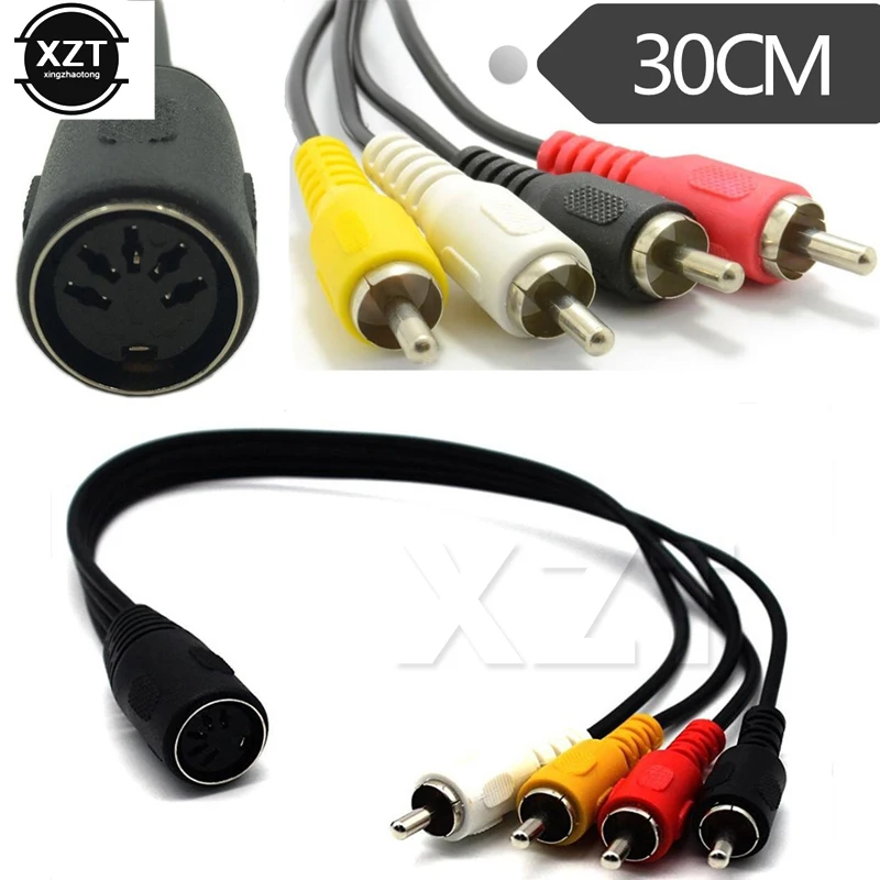 Wysokiej jakości 0.3m kabel Audio 5 Pin kobieta wtyczka Din do 4 x RCA Phono wtyczki męskie kabel Audio