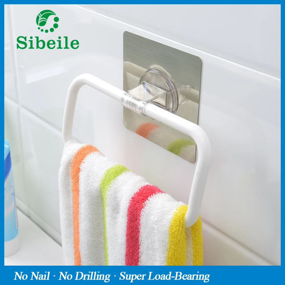 SBLE Kitchen Bathroom Storage Shelves Racks Strong suction multifunction sucker towel rack bathroom towel bar rack no drilling