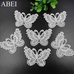 10pcs Embroidery White Butterfly Appliques for Wedding Party Dress Decoration Sewing Fabric Patch DIY Patchwork Craft