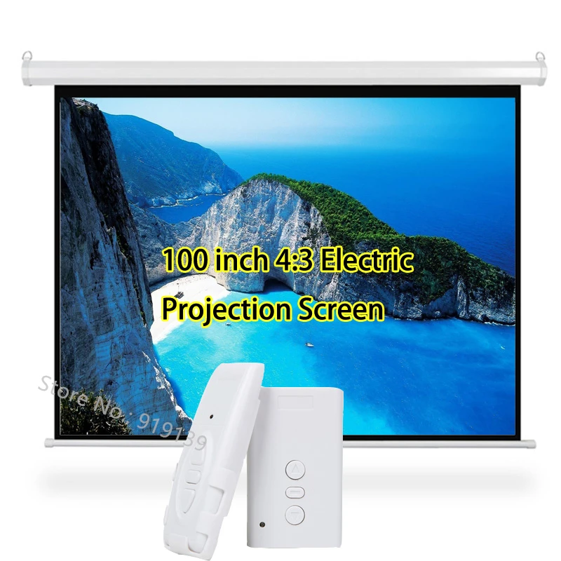 3D Electric Projector Screen 100 Inches 4:3 Projection Screens Fabric 80x60inch For HD Beamer Cinema Office School Classroom