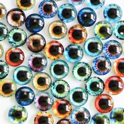 8mm  Round Dragon Eyes Round Glass Cabochon Jewelry Finding Cameo Pendant Settings All In Pairs 50pcs/lot K05359