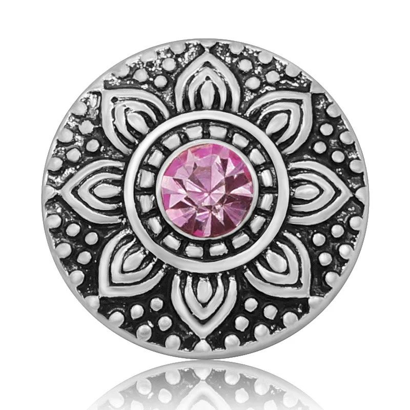 New KZ3136 Charming colorful flowers pattern Round rhinestone 20MM snap buttons fit snap bracelet jewelry wholesale