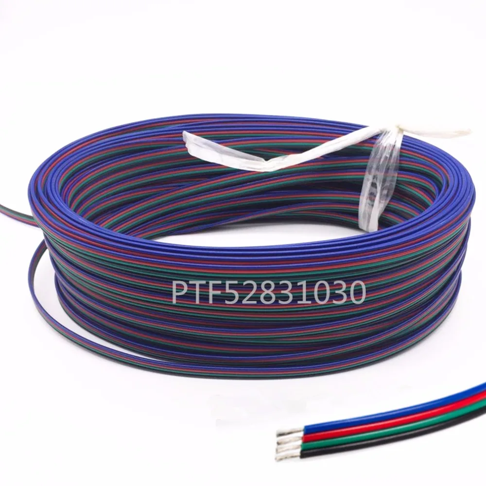 2M Tinned copper 22AWG led RGB cable,4 pin RGB cable PVC insulated wire 22 awg UL2468 strip extension connect wire LED