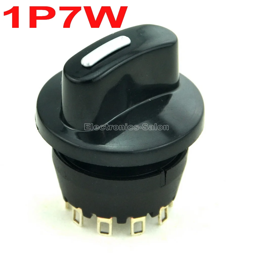 ( 50 pcs/lot ) SP7T 8A/250V 1 Pole 7 Way Rotary Switch, with Knob.