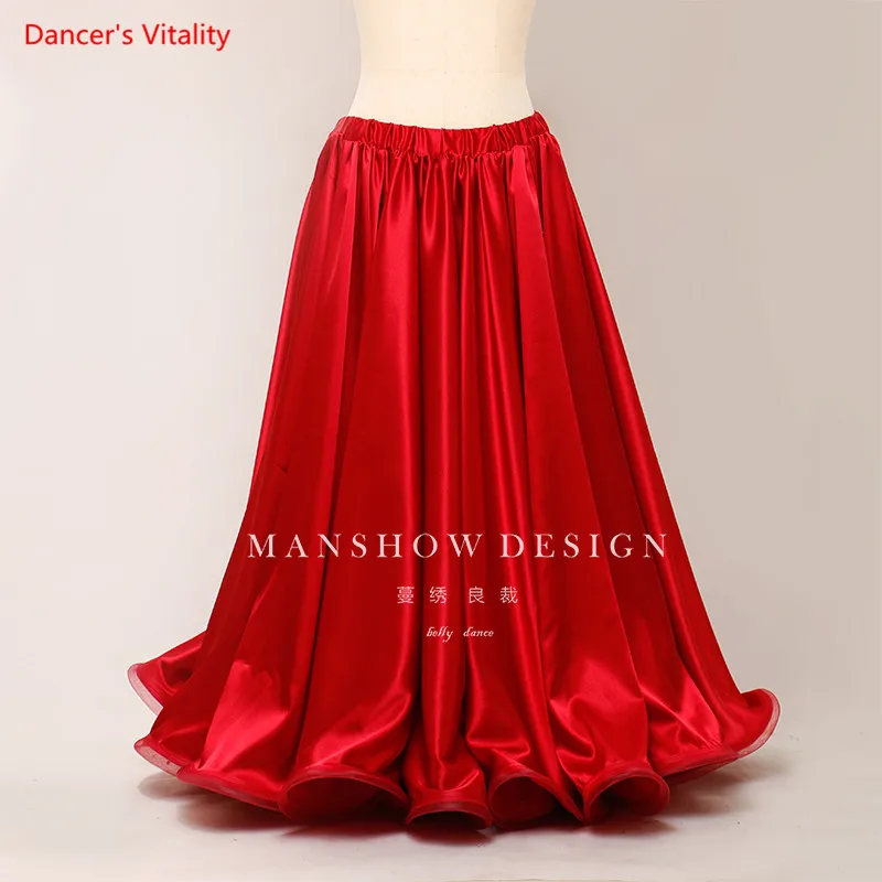 Women Belly Dance Skirt Performance Clothes Satin Big Swing Skirt For Latin elegant Bellydance Competition Dancing Wear Clothes