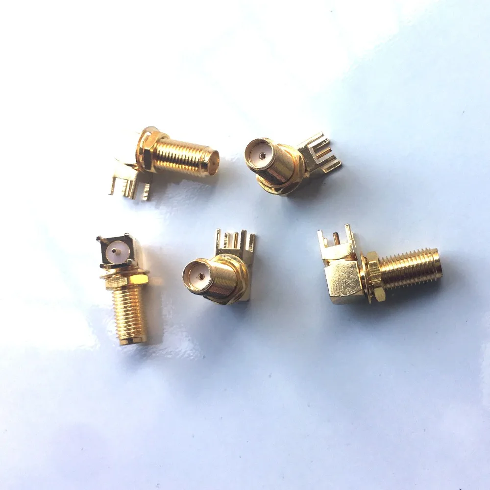 1000pcs Long Type RF Adapter SMA female plug Right Angle SMA-KWE 90 DEGREE PCB Mount  Hole Connector