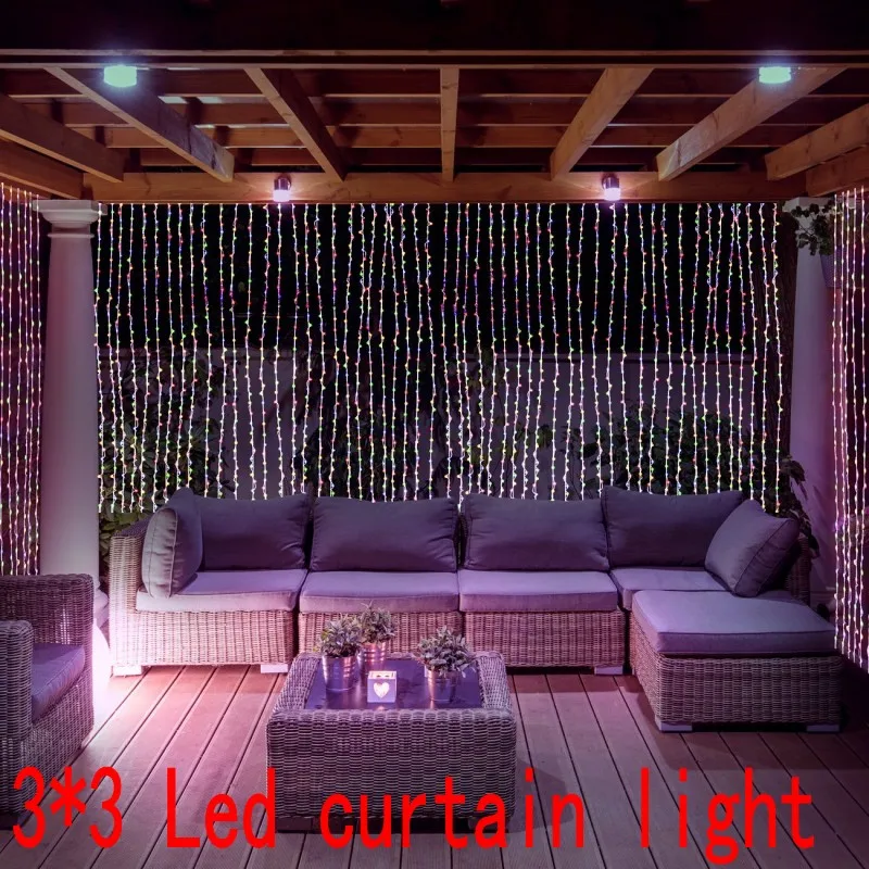 Natal Janela Decoração Luzes, Cordas de Cortina, Lâmpadas LED, Ano Novo, Jardim, Casa, Festa de Natal, Casamento, Feriado, 3m, 300 LEDs, 220V