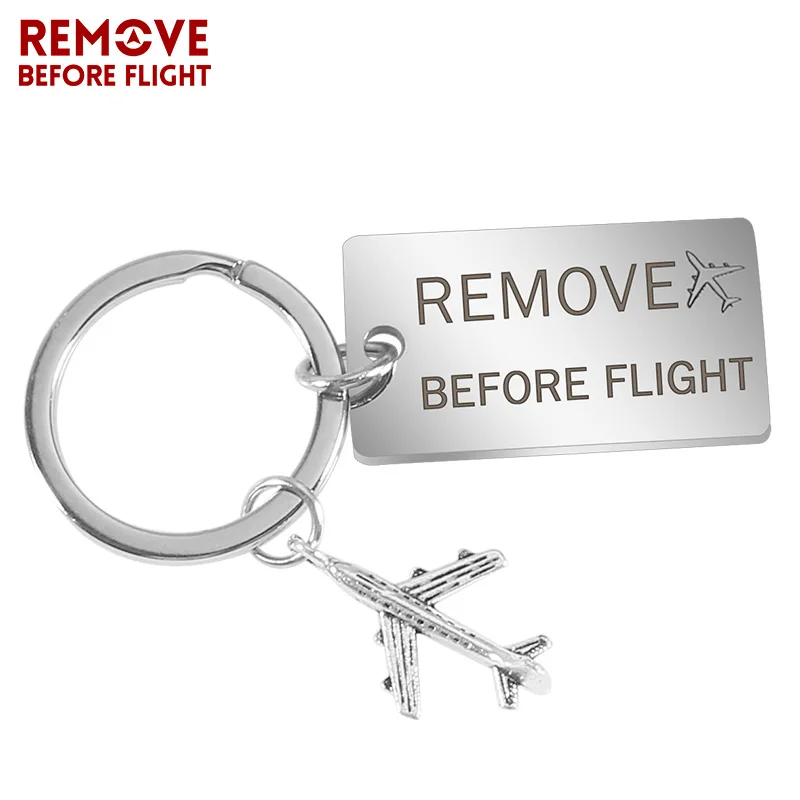 Car keychain Engraved Remove before flight key chain Stainless Steel Key ring Fashion keyfobs for llavero coche Christams Gifts