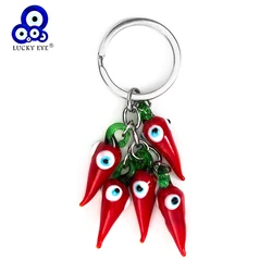 Lucky Eye Red Chilli keychain Bead Tassel Evil Eye keychain For Woman Man Jewelry Car Key Chain EY5267