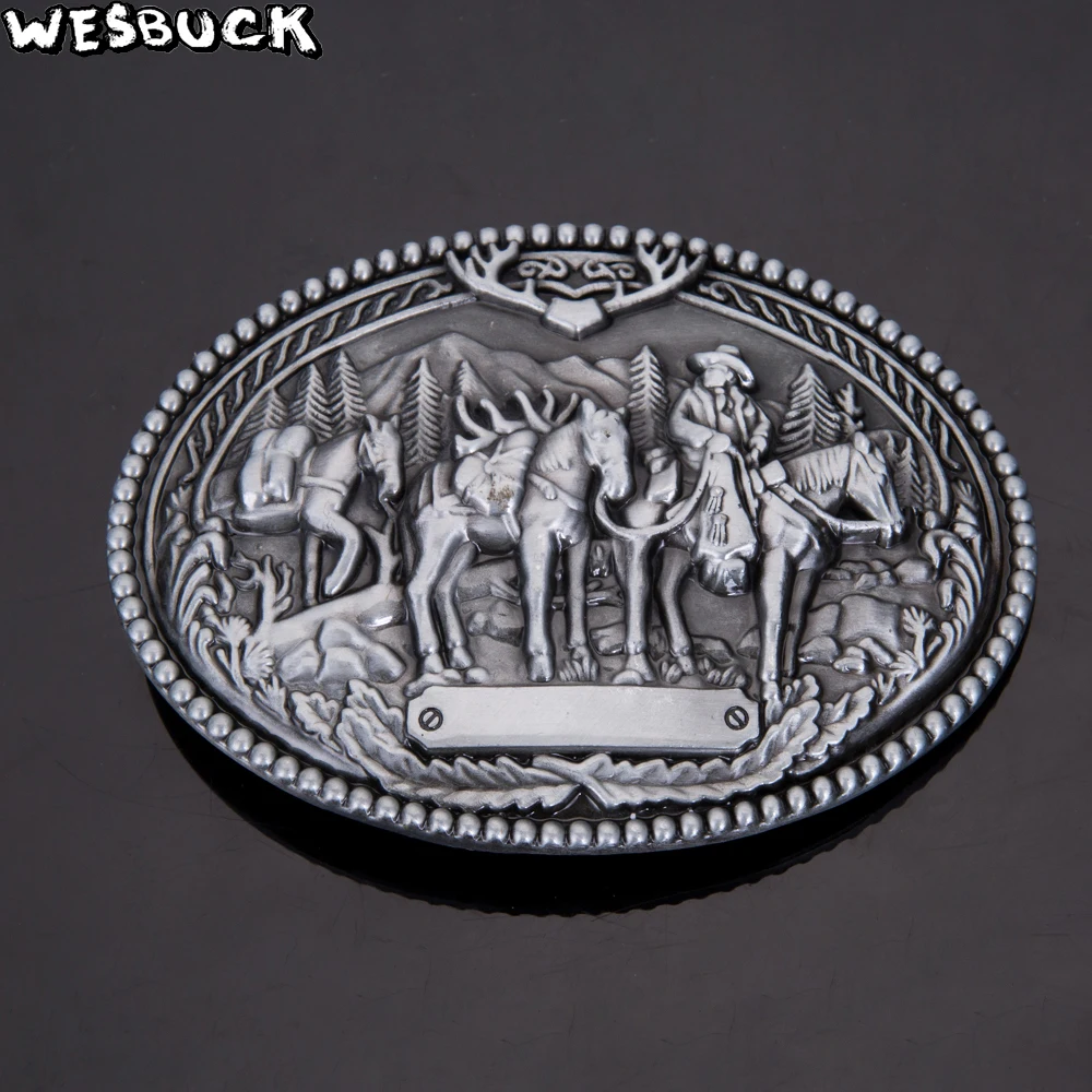 WesBuck Brand Horse Hunter Belt Buckles for Men Women Animal Western Buckles Metal Cowboy Cowgirl Boucle Ceinture