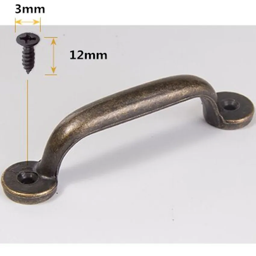 

76mm rustico vintage distress unfold install furniture handles bronze drawer shoe cabinet pulls knobs 3" antique brass handle