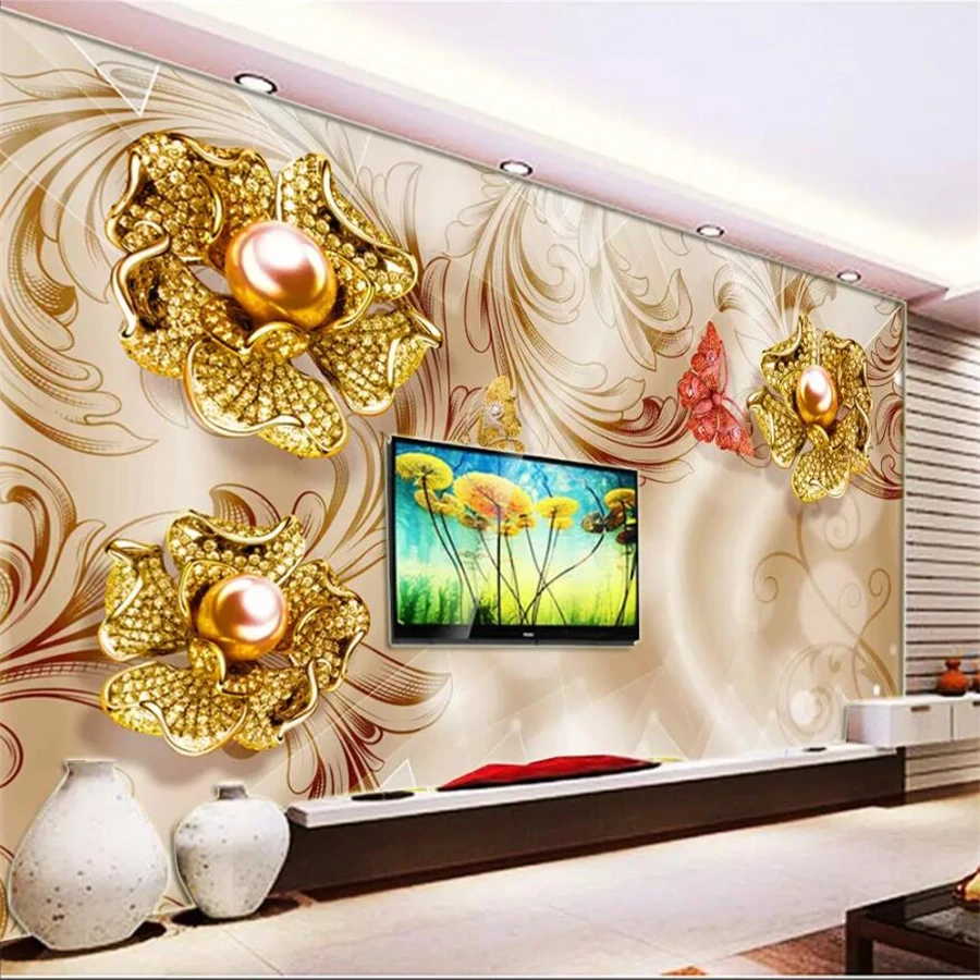 

beibehang Custom fresco wallpaper 3d home and rich diamond flower background wall paper living room decorative papel de parede